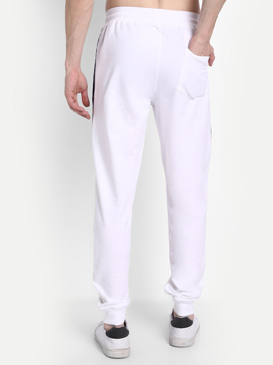 Mens Cotton Rich Lycra With Contrast Panel Printed Track Pants