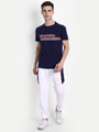 Mens Cotton Rich Lycra With Contrast Panel Printed Track Pants