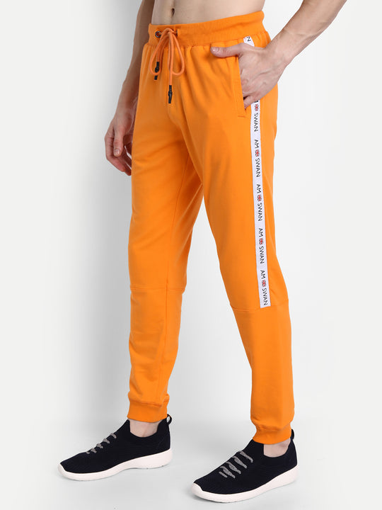 Mens Cotton Rich Lycra With Printed Tape Track Pants