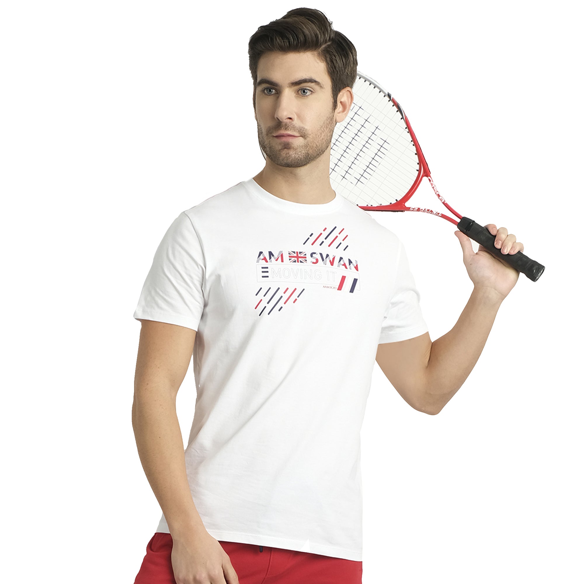 MENS COTTON RICH LYCRA GRAPHIC HALF SLEEVE CREW NECK T-SHIRTS