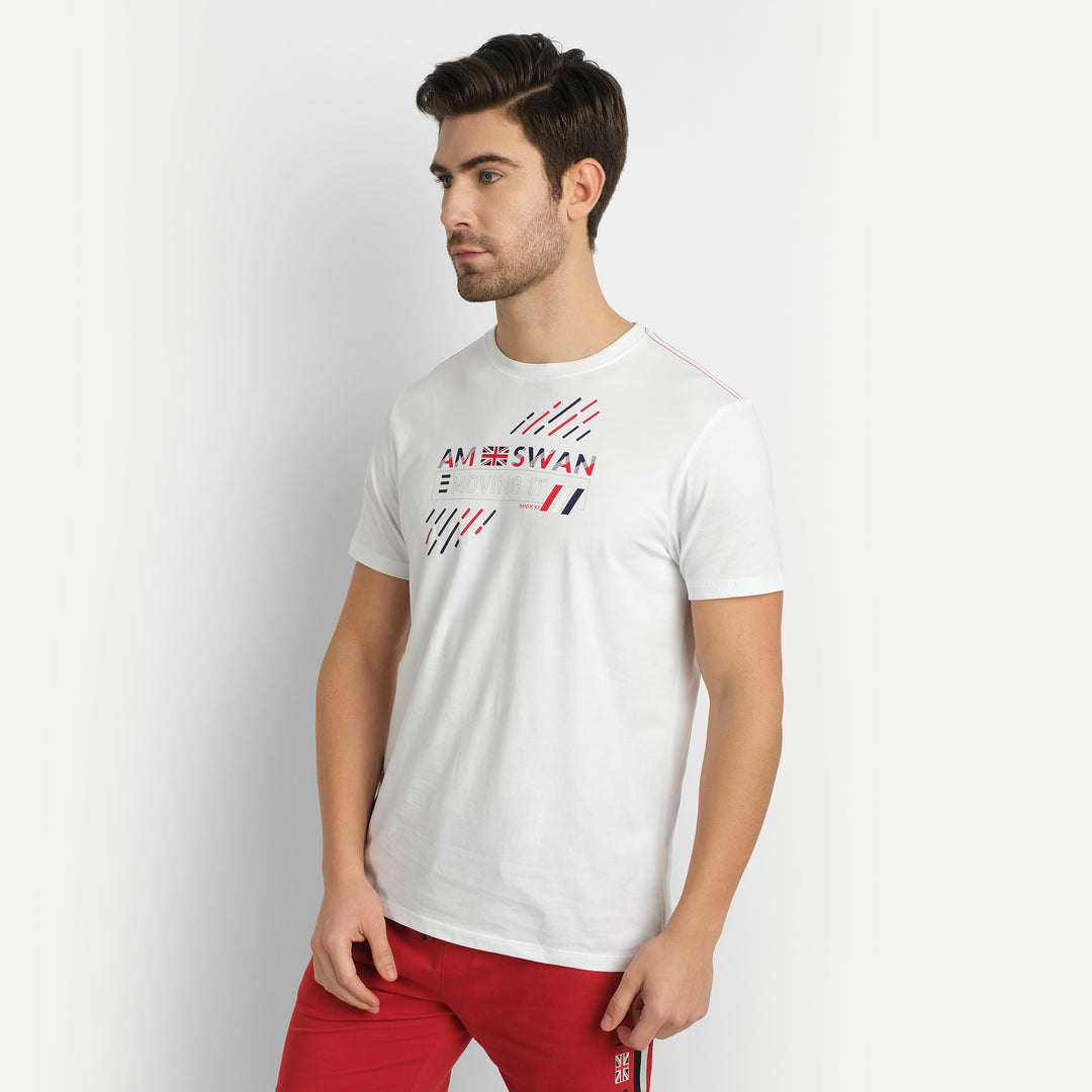 MENS COTTON RICH LYCRA GRAPHIC HALF SLEEVE CREW NECK T-SHIRTS