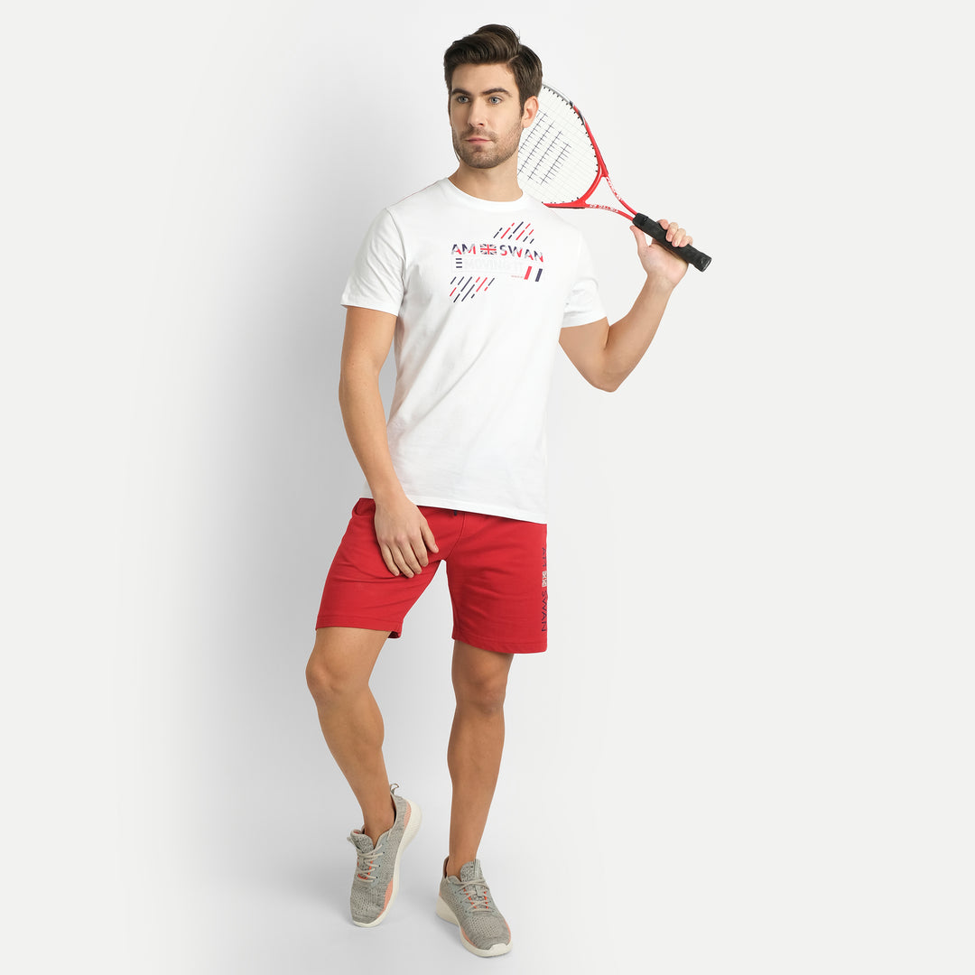 MENS COTTON RICH LYCRA GRAPHIC HALF SLEEVE CREW NECK T-SHIRTS