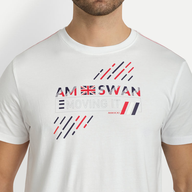 MENS COTTON RICH LYCRA GRAPHIC HALF SLEEVE CREW NECK T-SHIRTS