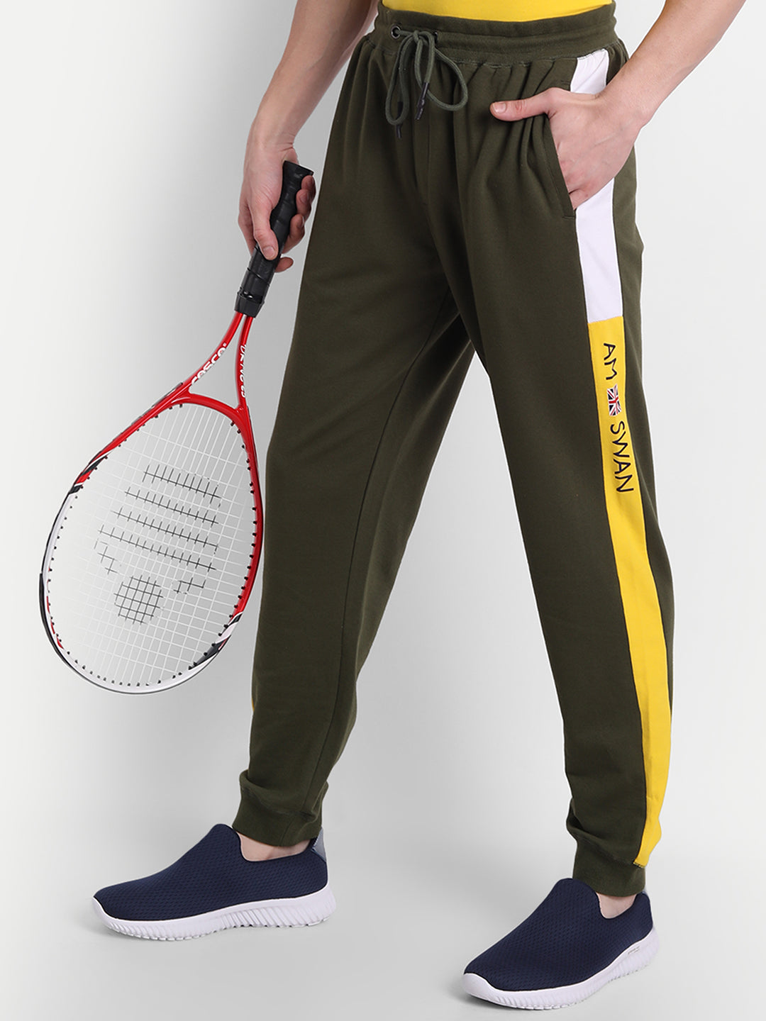 Mens Cotton Rich Lycra Colourblocked Printed Track Pant