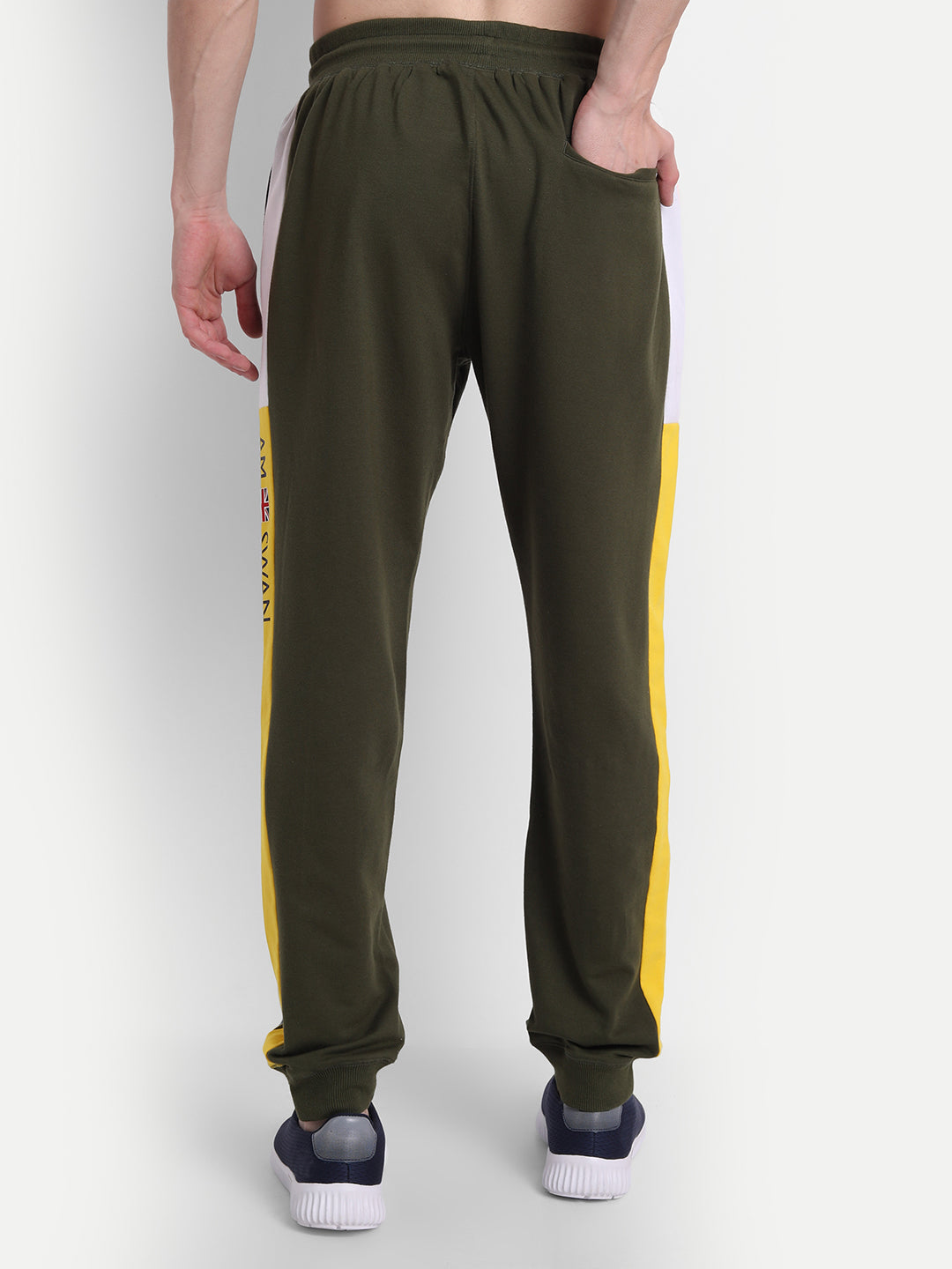 Mens Cotton Rich Lycra Colourblocked Printed Track Pant