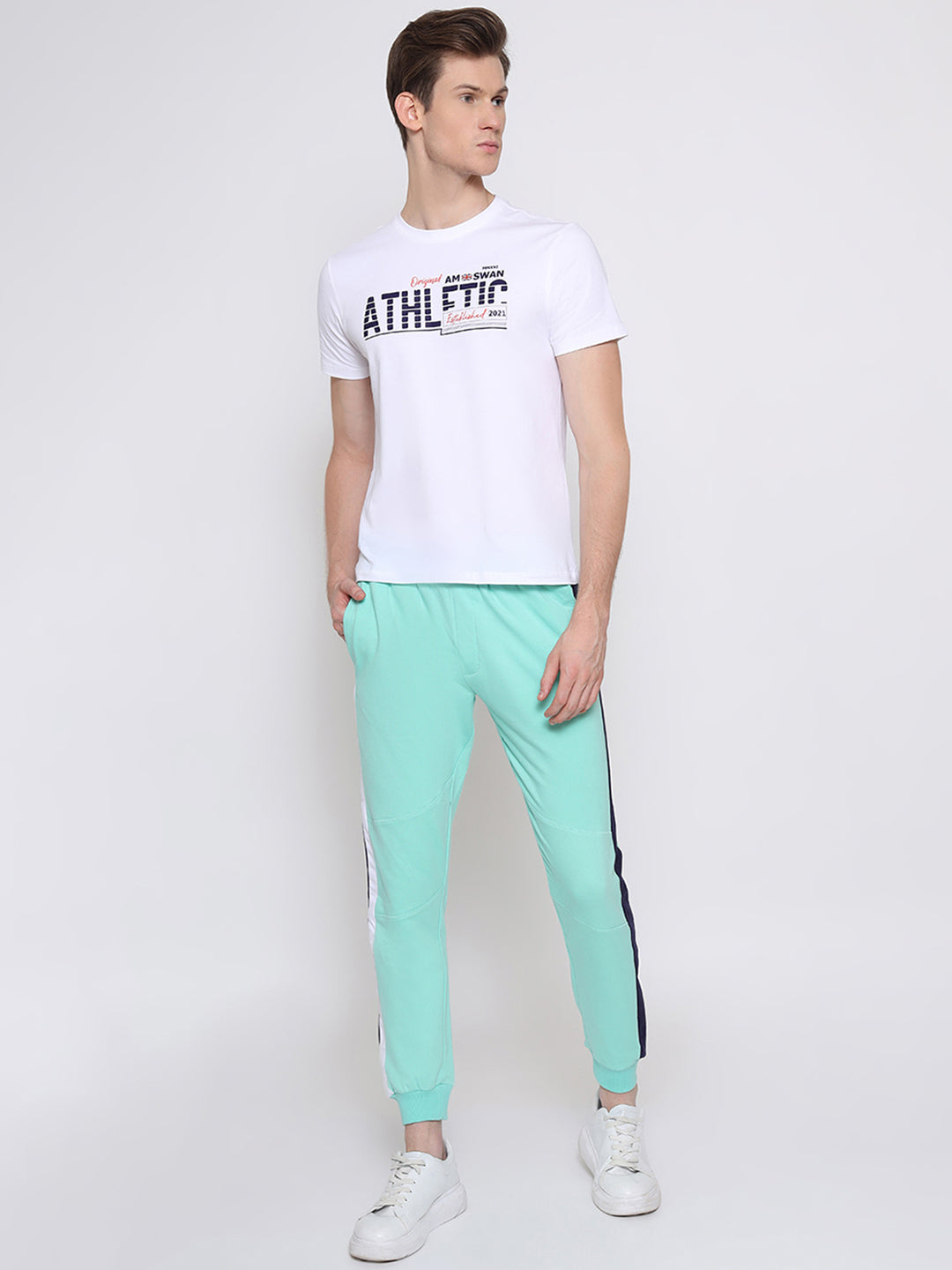 Mens Cotton Rich Lycra Straight Track Pant