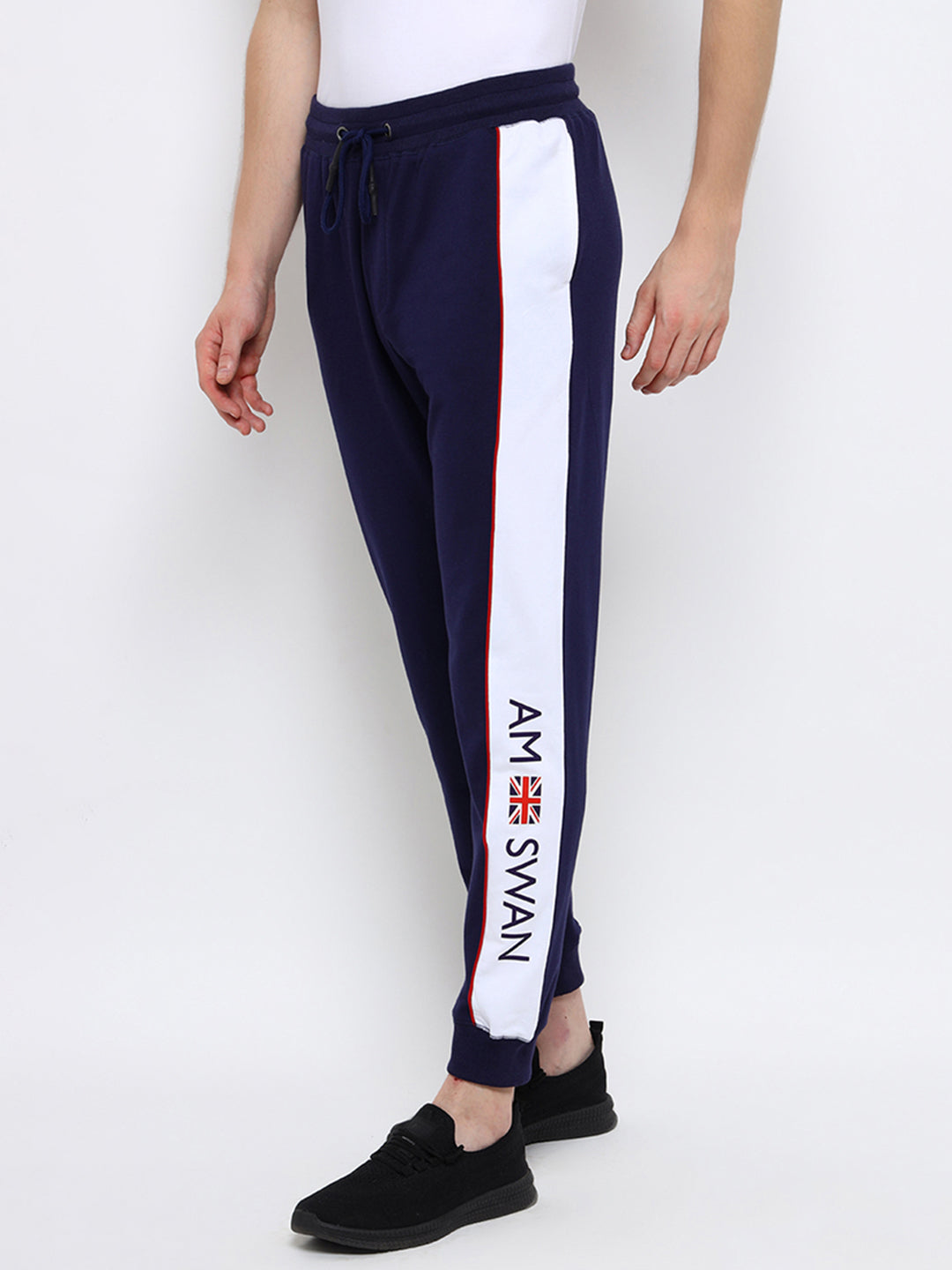 Mens Cotton Rich Lycra Colourblocked Printed Track Pant