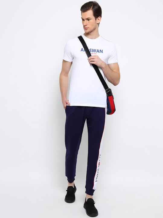 Mens Cotton Rich Lycra Colourblocked Printed Track Pant