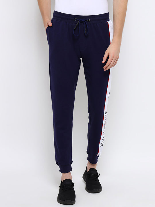 Mens Cotton Rich Lycra Colourblocked Printed Track Pant