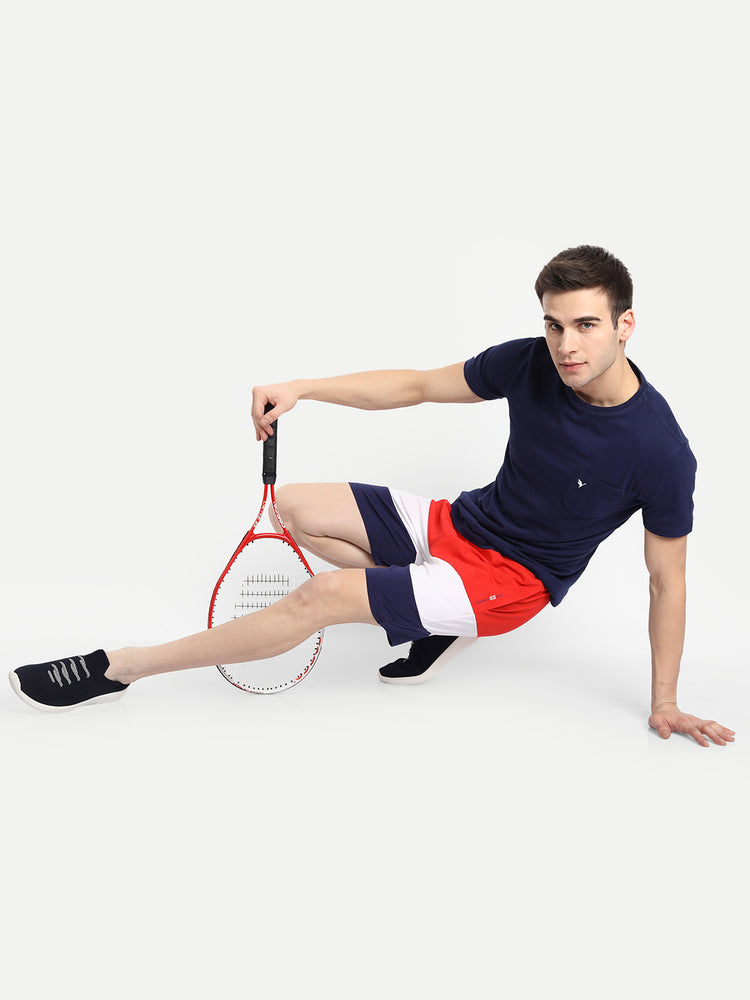 Mens Cotton Rich Lycra Colourblocked Shorts