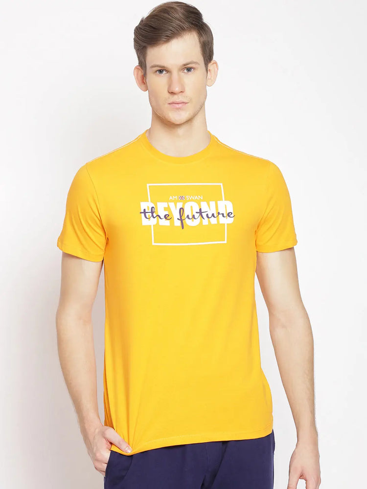 Mens Premium Cotton Lycra Printed Half Sleeve Crew Neck T-Shirts