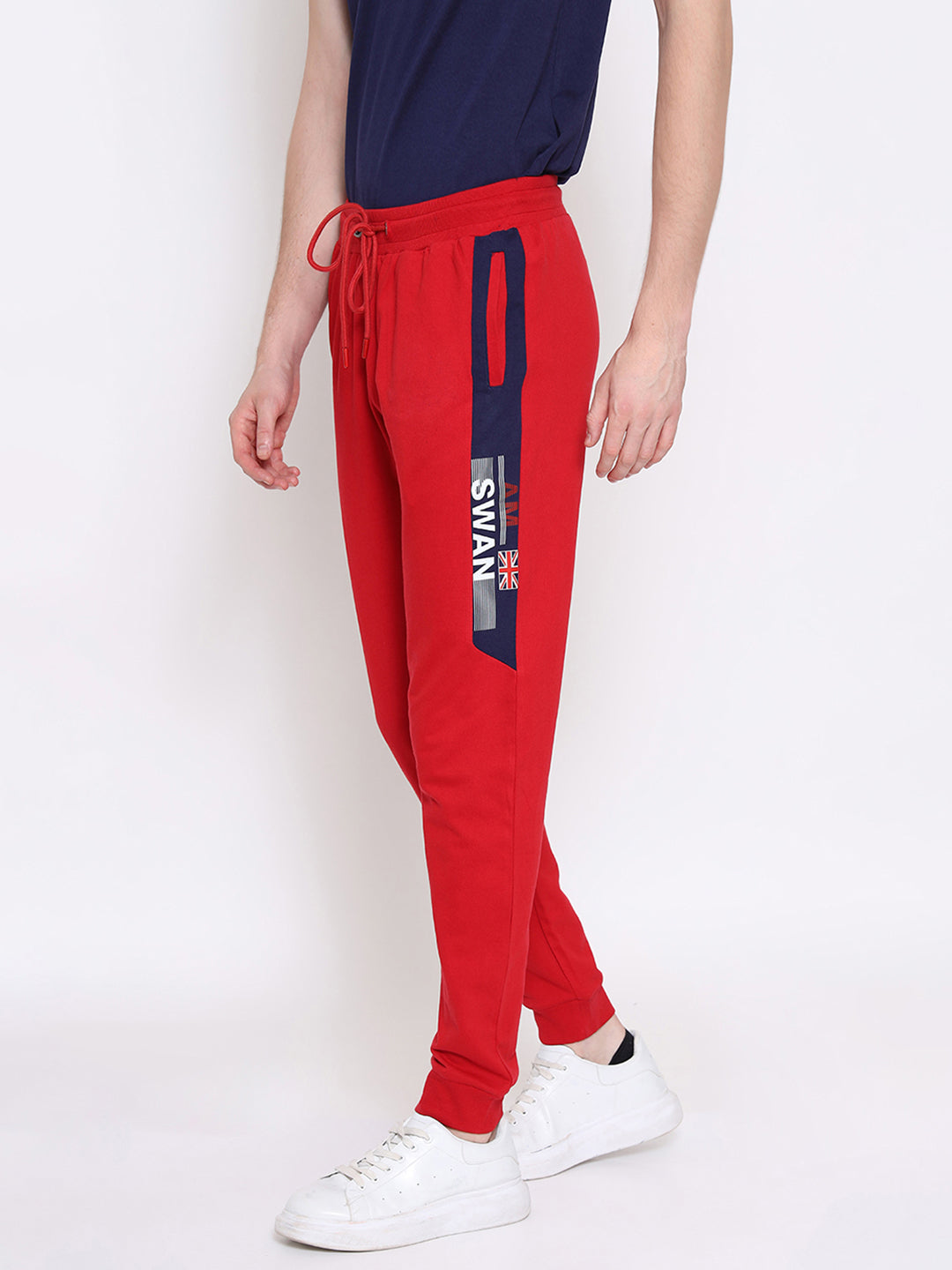 Mens Premium Cotton Colourblocked Printed Track Pants
