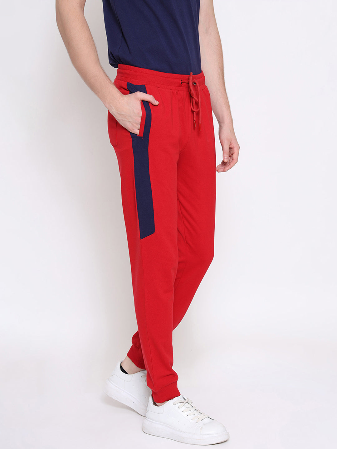 Mens Premium Cotton Colourblocked Printed Track Pants