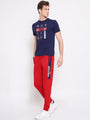 Mens Premium Cotton Colourblocked Printed Track Pants