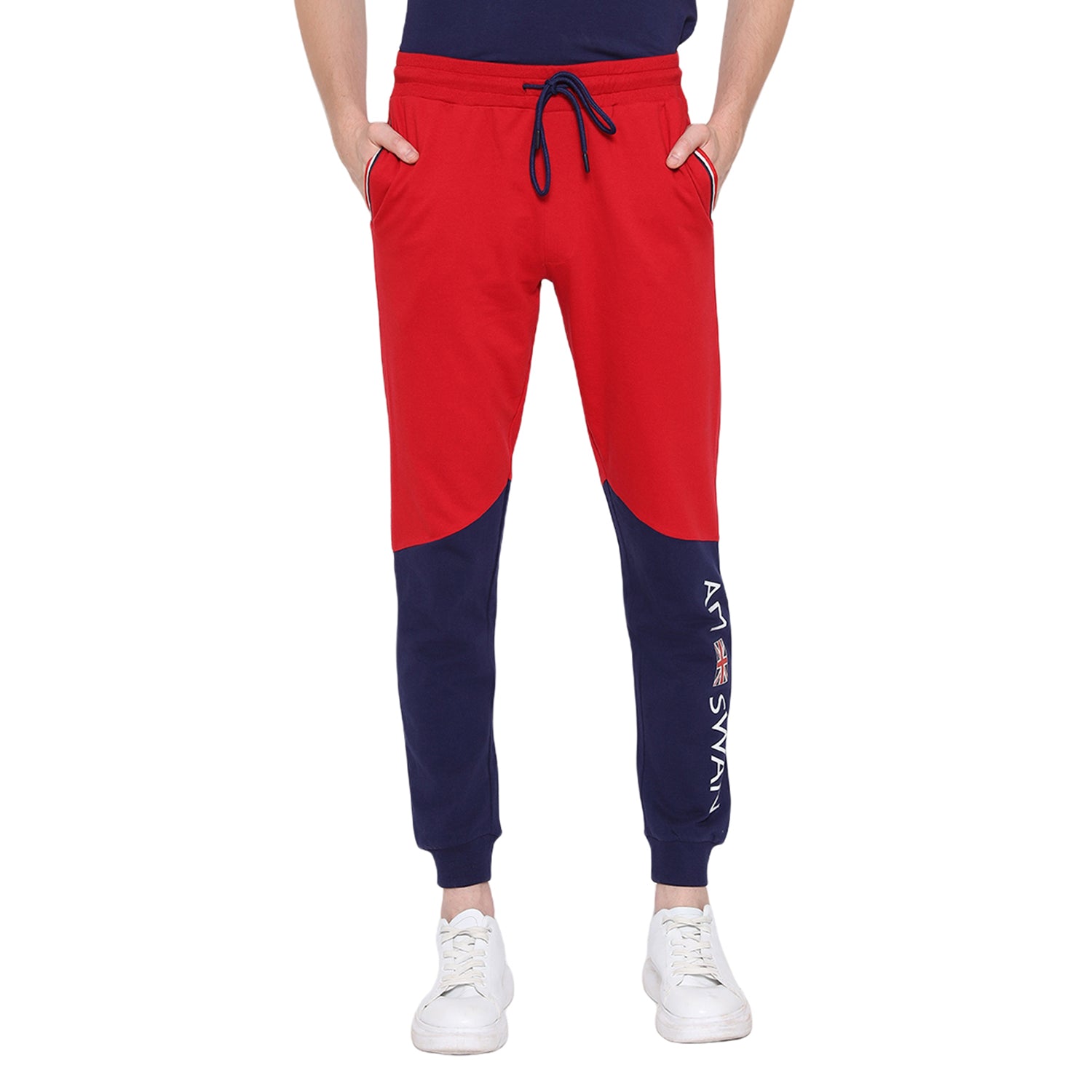 Mens Premium Cotton Colourblocked Printed Track Pants