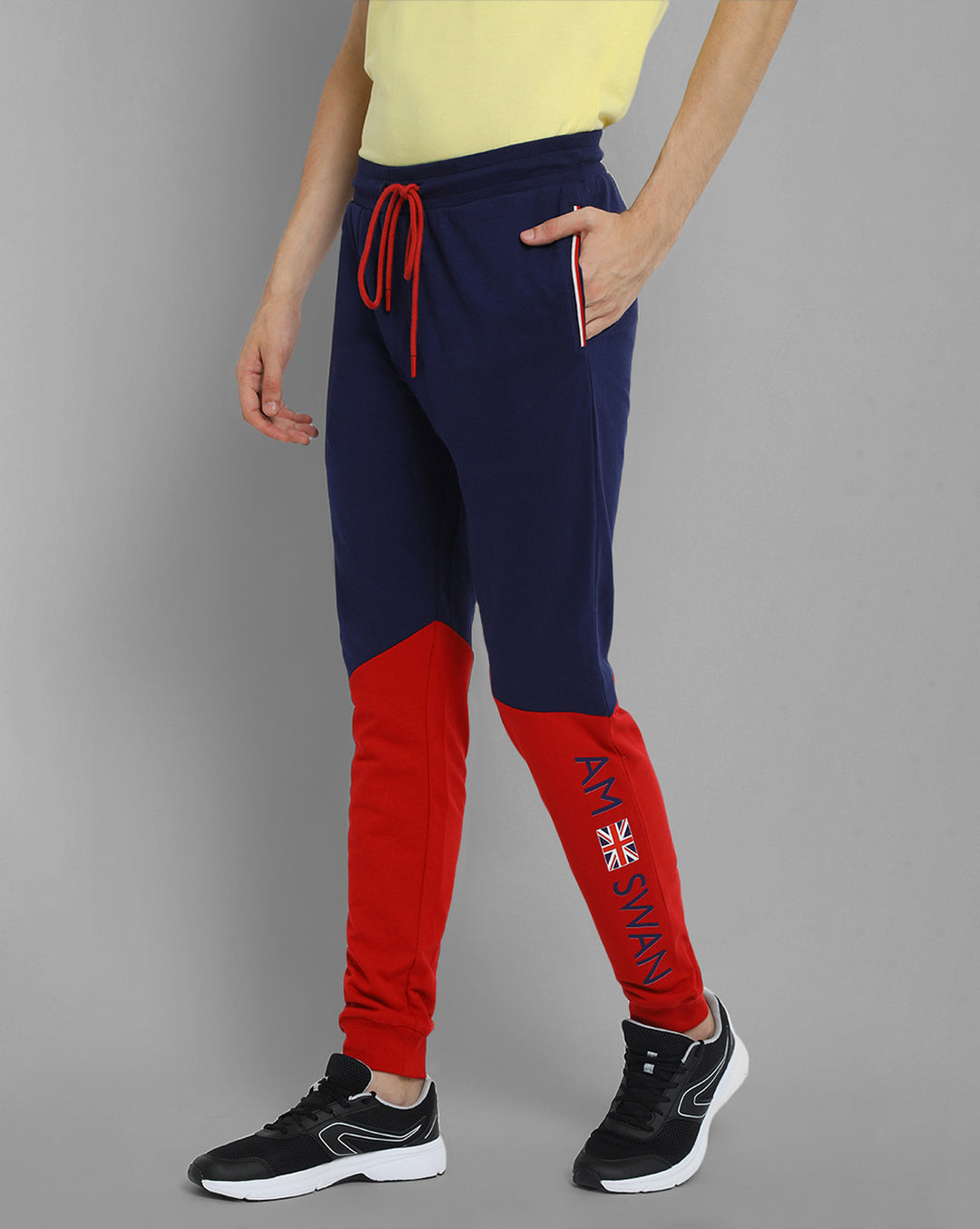 Mens Premium Cotton Colourblocked Printed Track Pants