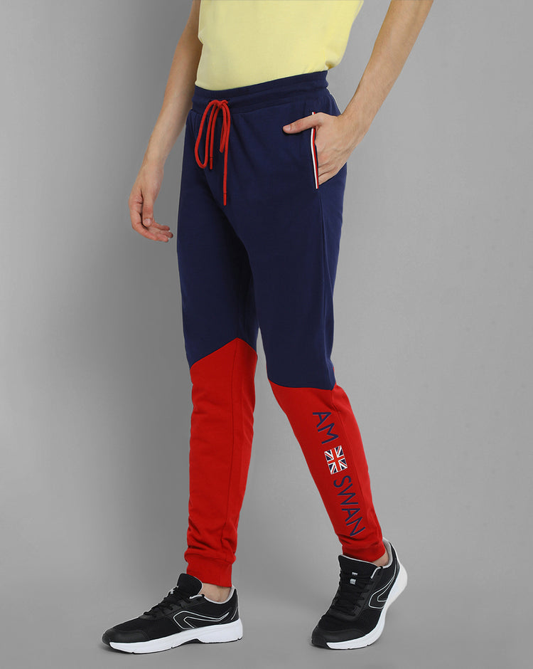 Mens Premium Cotton Colourblocked Printed Track Pants