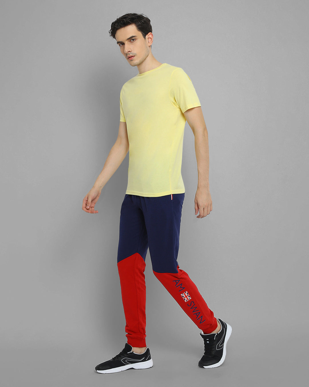 Mens Premium Cotton Colourblocked Printed Track Pants