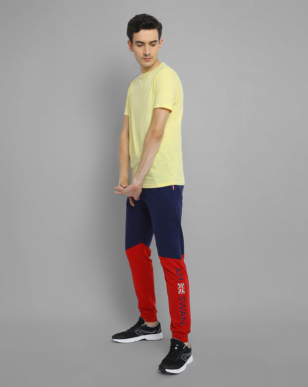 Mens Premium Cotton Colourblocked Printed Track Pants