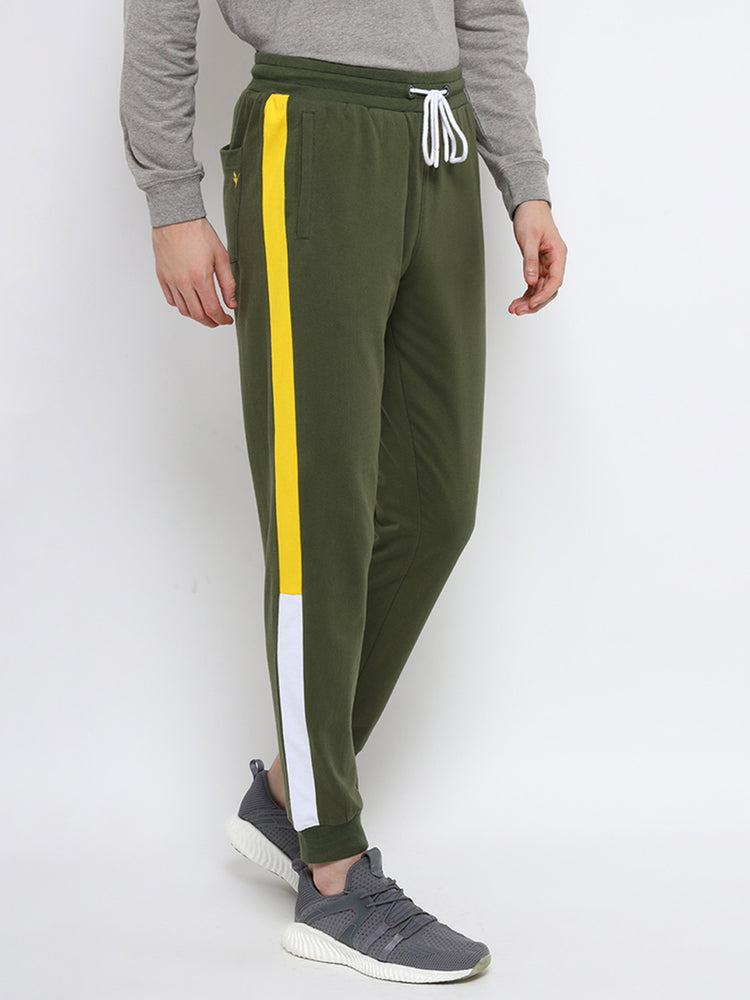Mens Premium Cotton Colourblocked Printed Track Pants