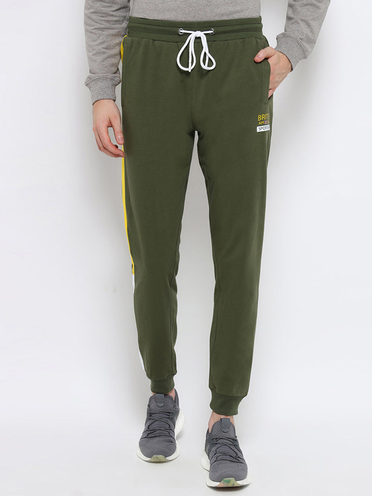 Mens Premium Cotton Colourblocked Printed Track Pants