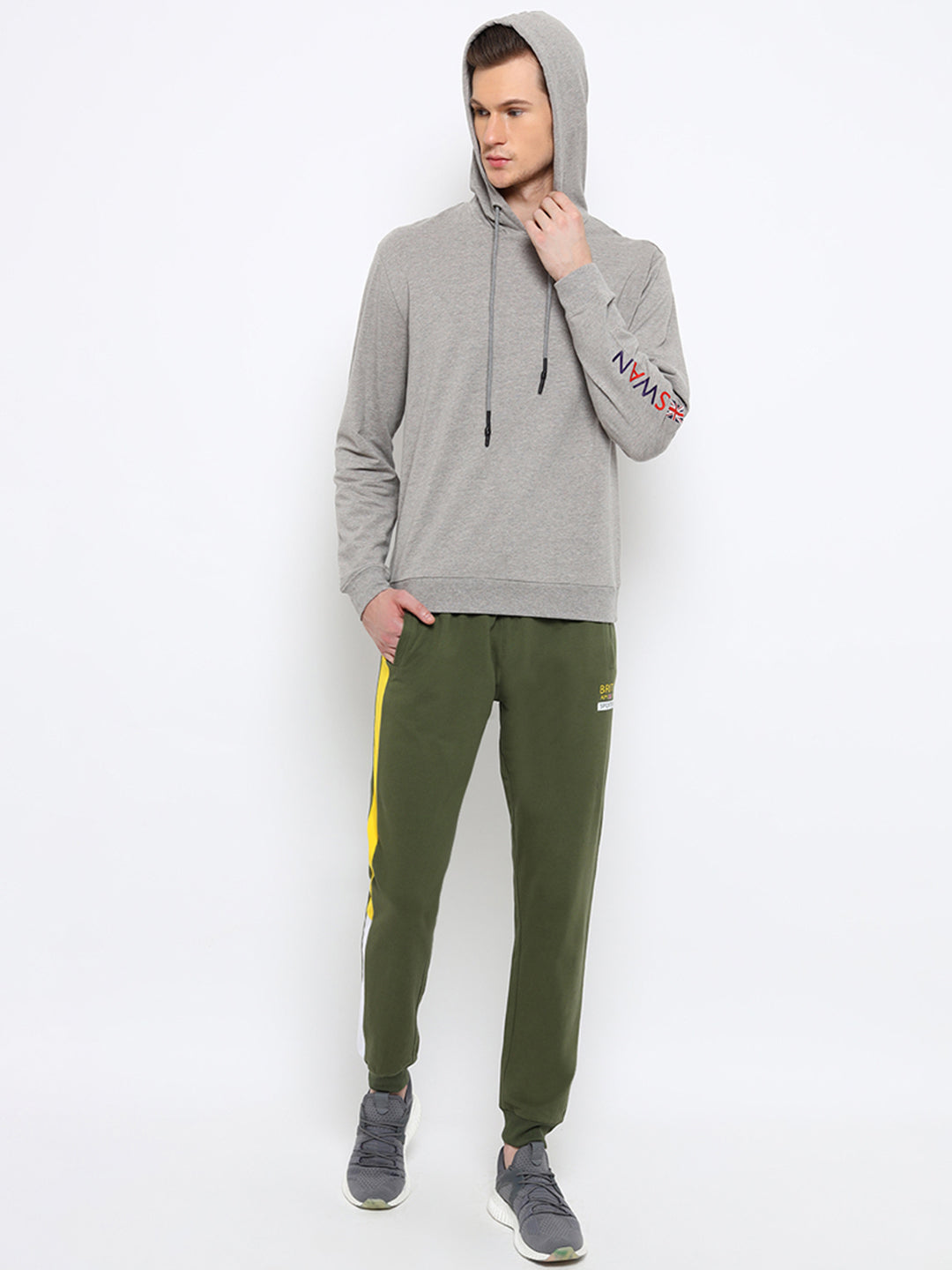 Mens Premium Cotton Colourblocked Printed Track Pants