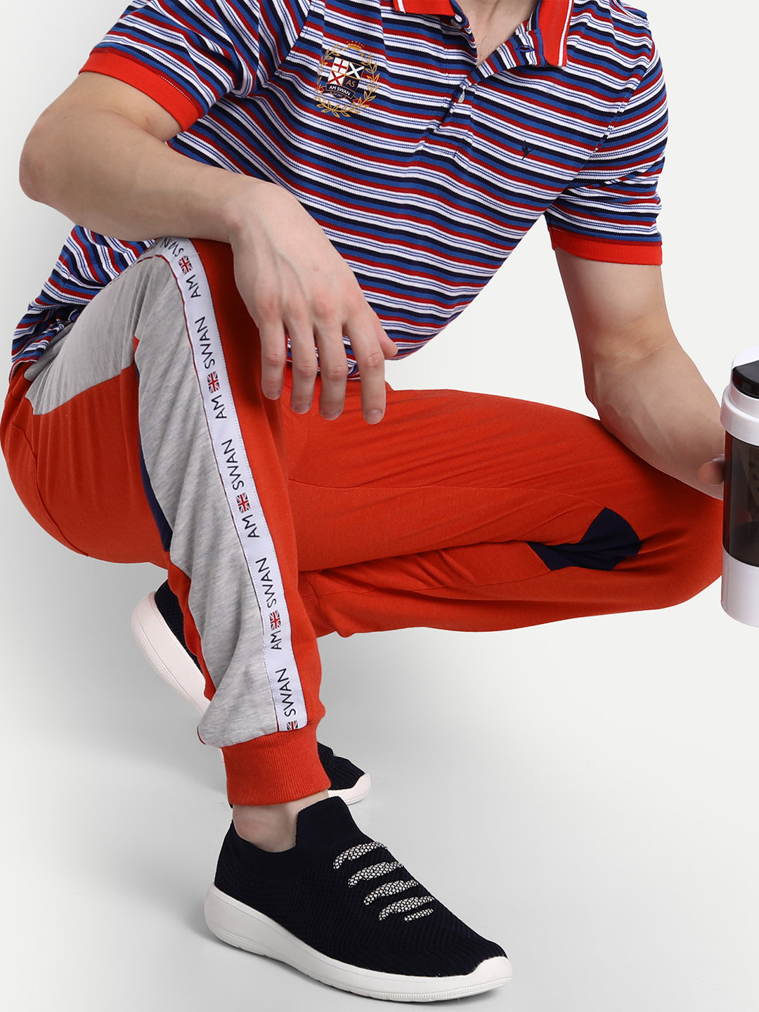Mens Premium Cotton Colourblocked Track Pants