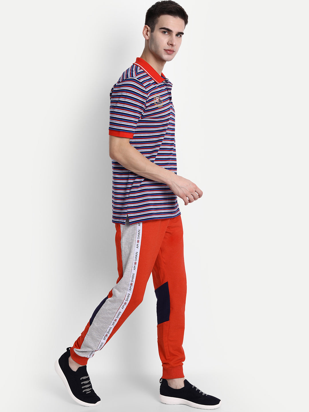 Mens Premium Cotton Colourblocked Track Pants
