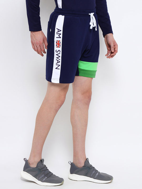 Mens Premium Cotton Colourblocked Printed Shorts