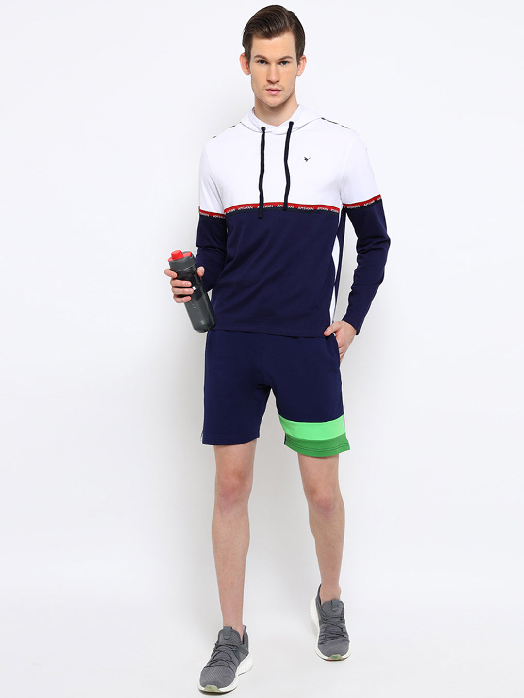 Mens Premium Cotton Colourblocked Printed Shorts