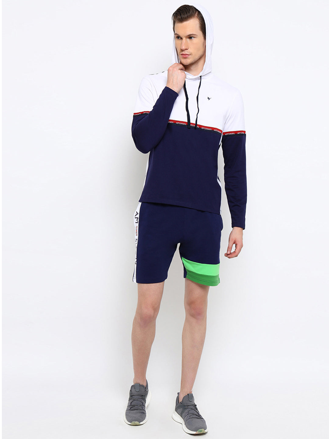 Mens Premium Cotton Colourblocked Printed Shorts