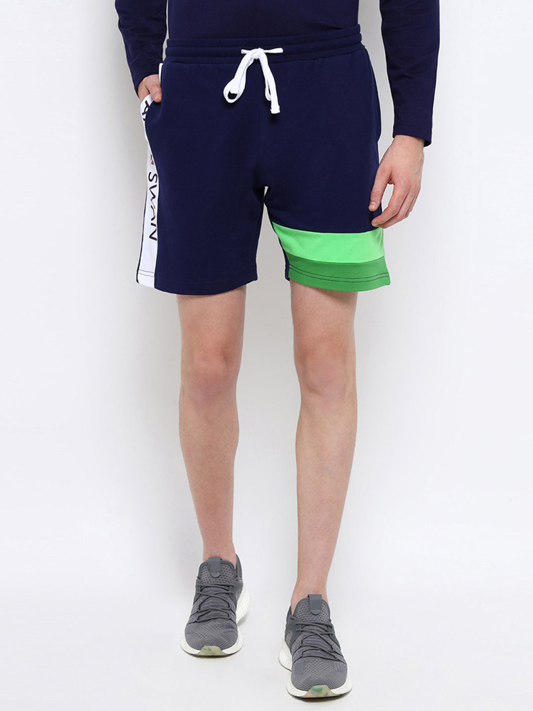 Mens Premium Cotton Colourblocked Printed Shorts