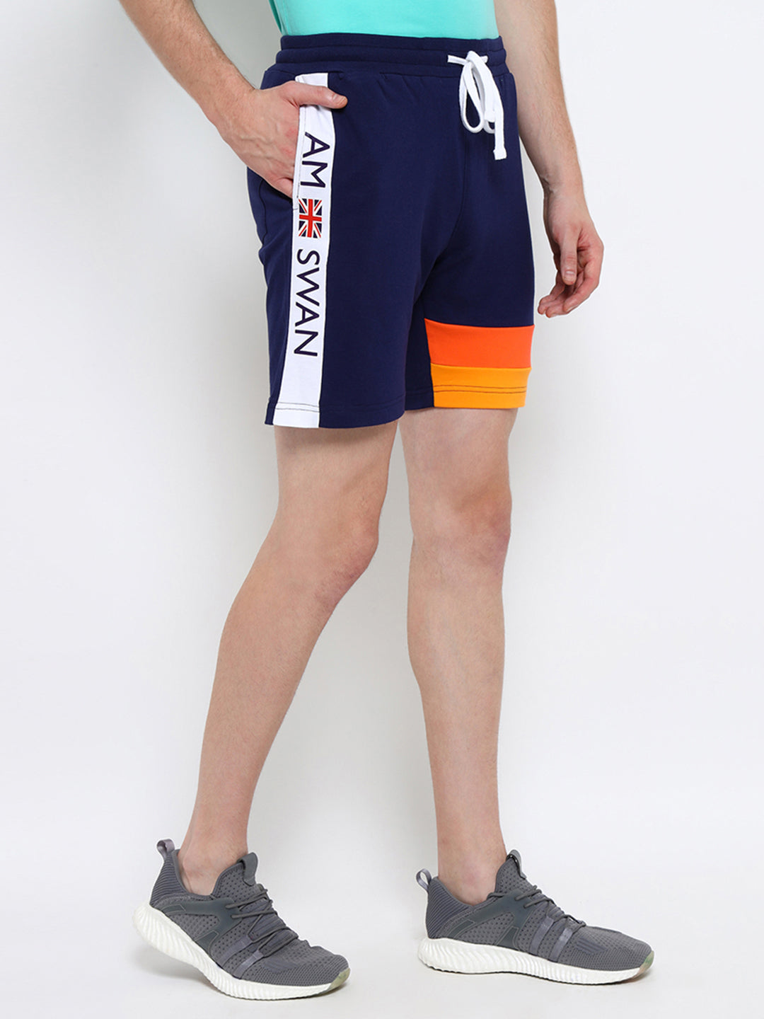 Mens Premium Cotton Colourblocked Printed Shorts