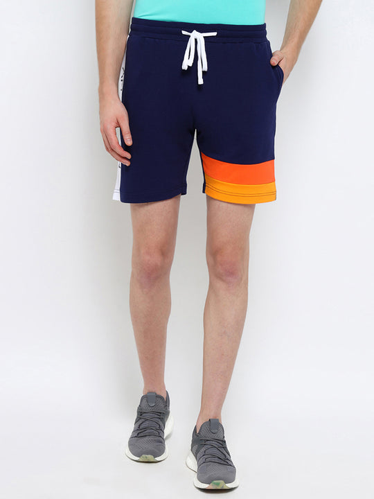 Mens Premium Cotton Colourblocked Printed Shorts