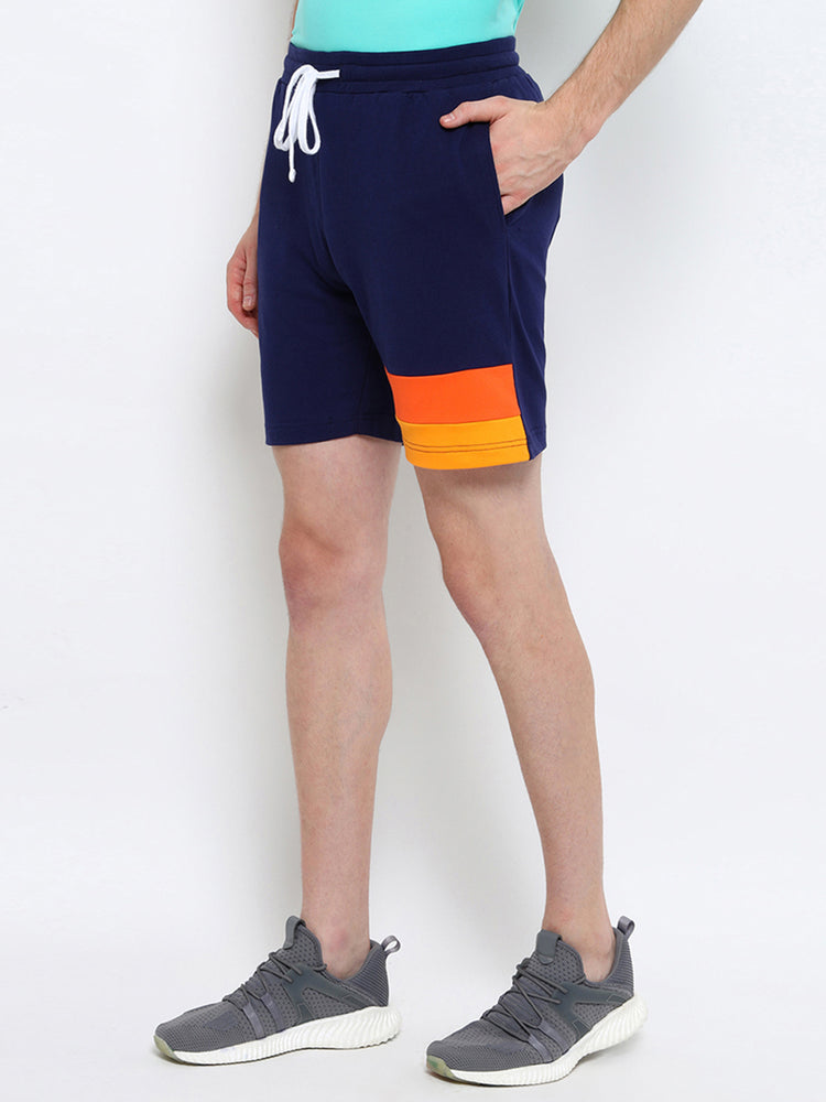 Mens Premium Cotton Colourblocked Printed Shorts
