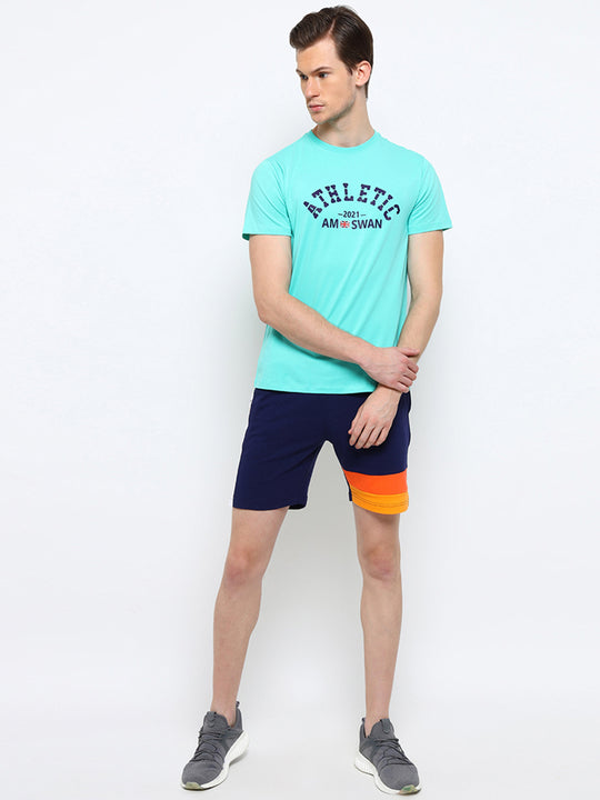 Mens Premium Cotton Colourblocked Printed Shorts