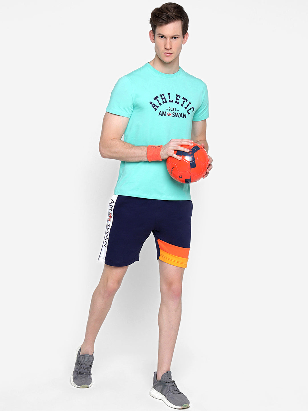 Mens Premium Cotton Colourblocked Printed Shorts