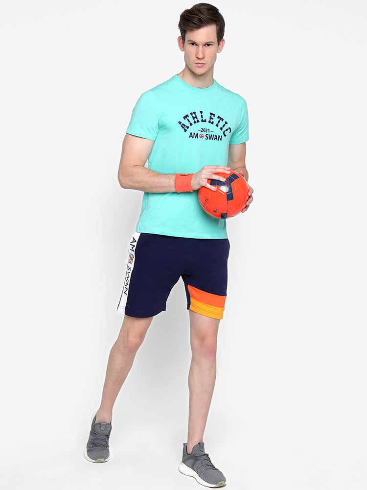 Mens Premium Cotton Colourblocked Printed Shorts