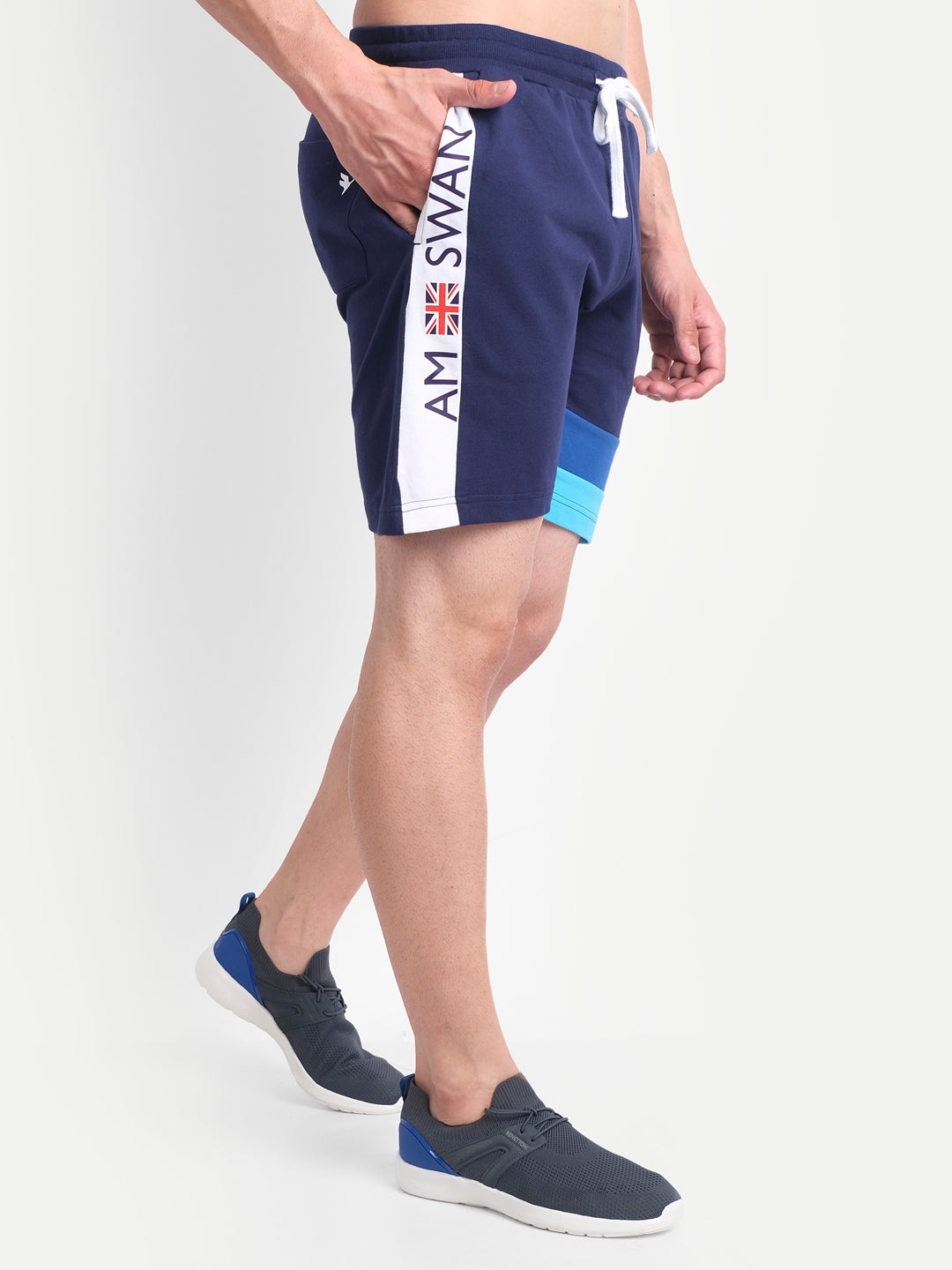 Mens Premium Cotton Colourblocked Printed Shorts