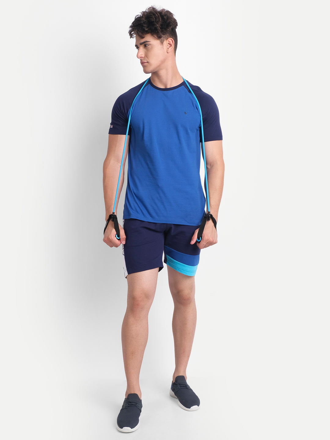 Mens Premium Cotton Colourblocked Printed Shorts