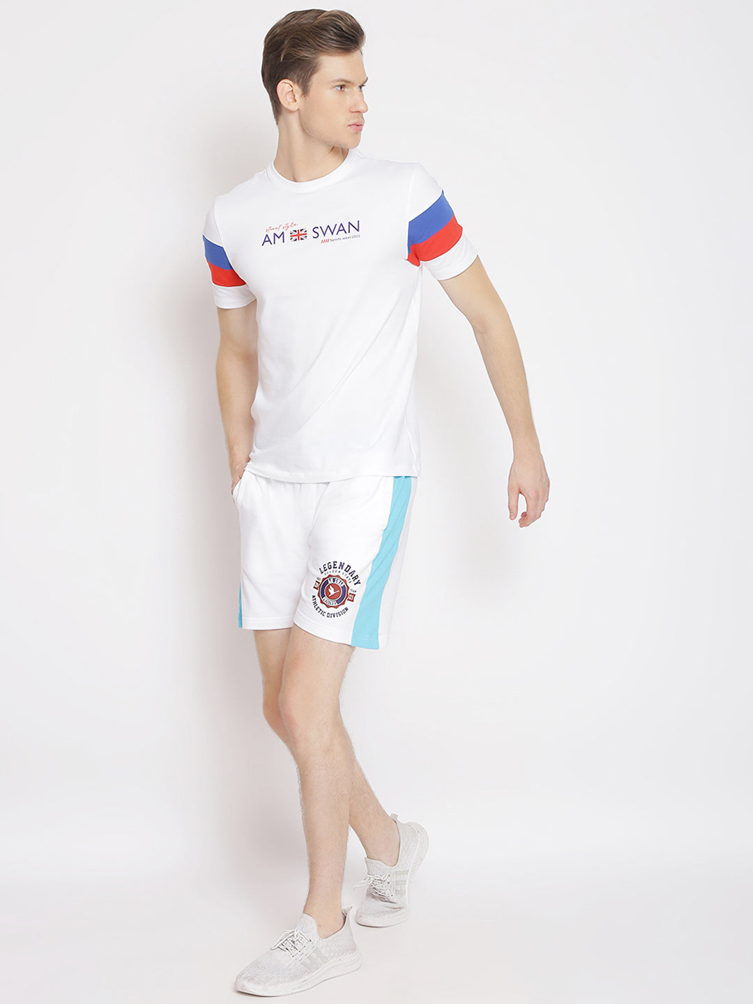 Mens Premium Cotton Colourblocked Printed Shorts