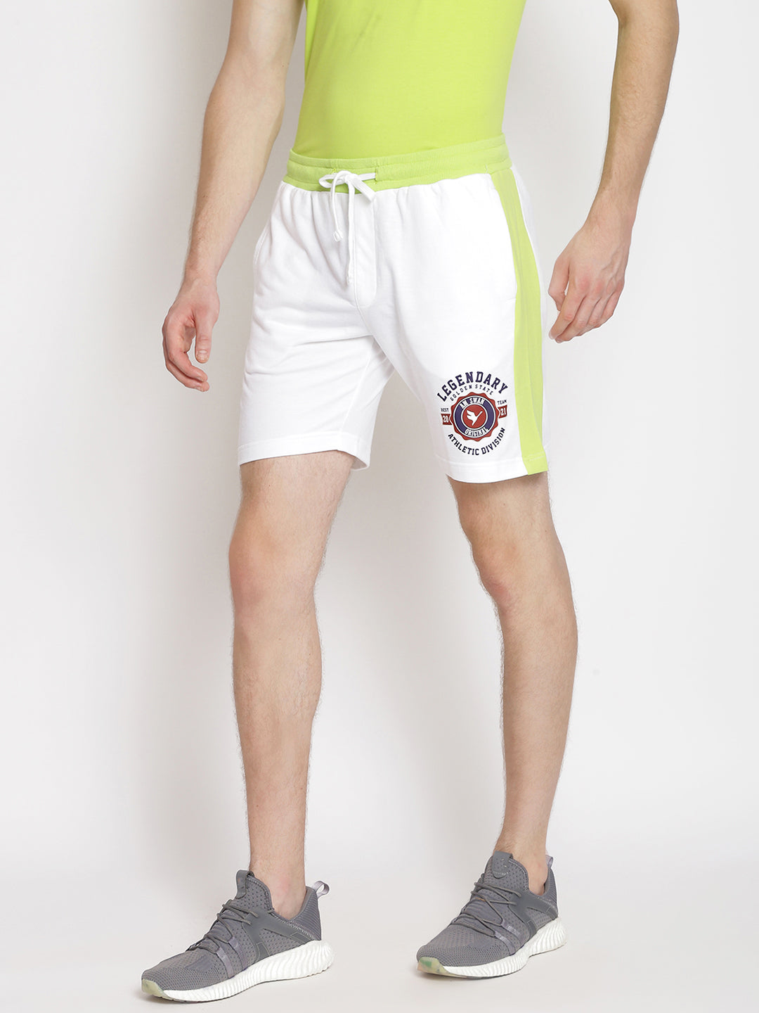MENS PREMIUM COTTON COLOURBLOCKED PRINTED SHORTS