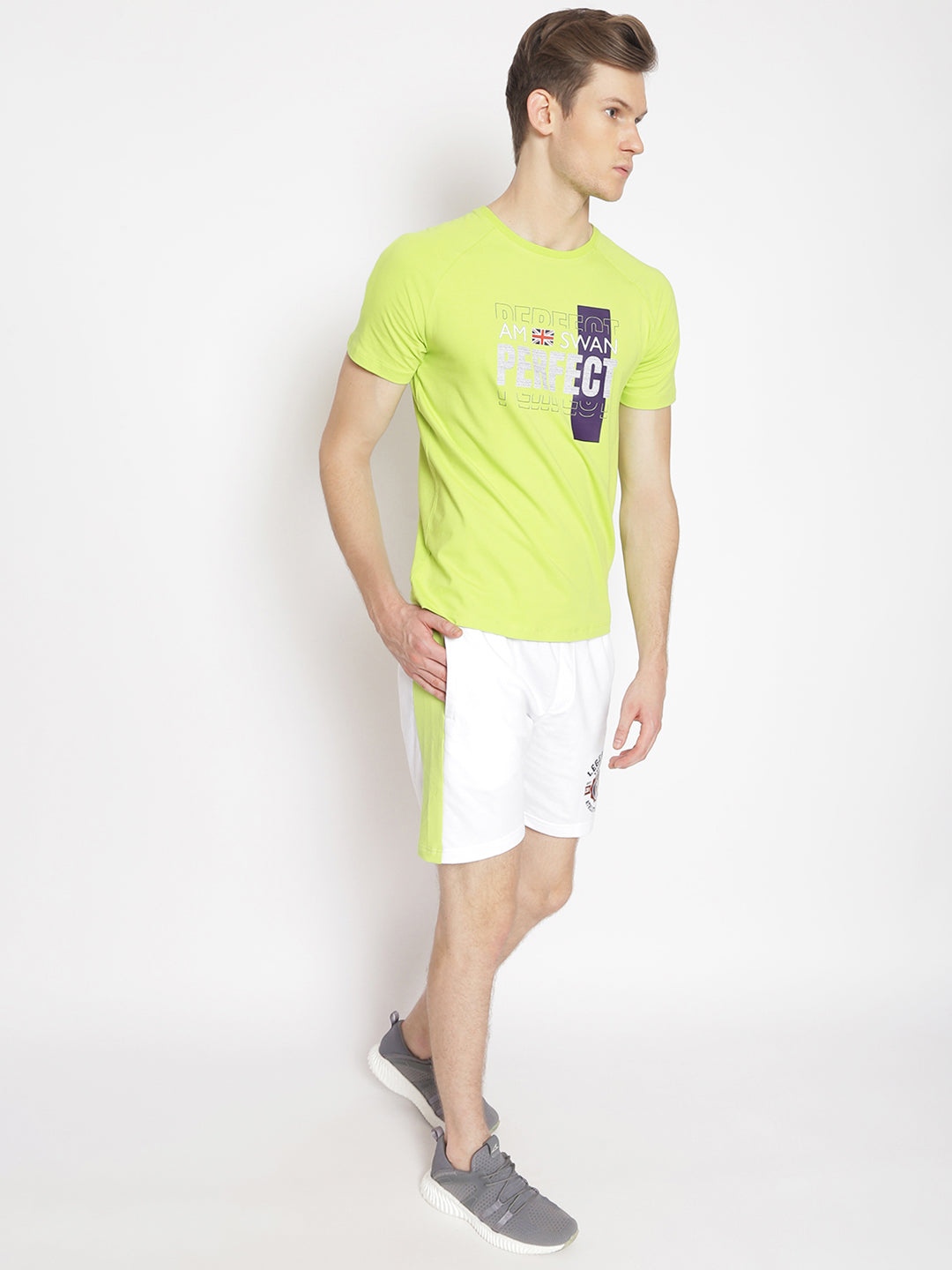MENS PREMIUM COTTON COLOURBLOCKED PRINTED SHORTS