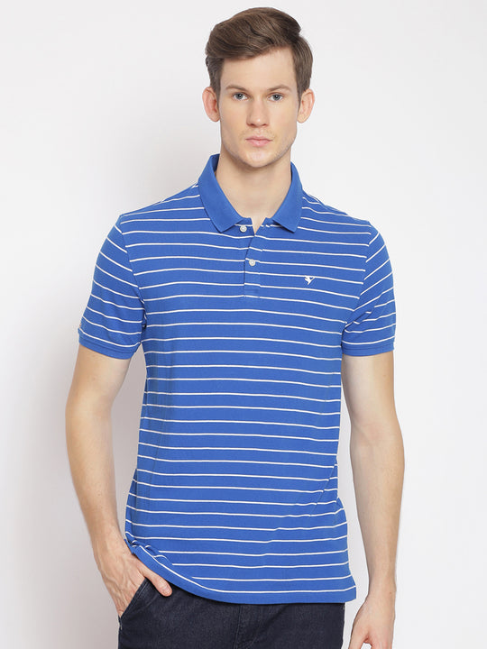 Premium Blue Striped Polo Tees
