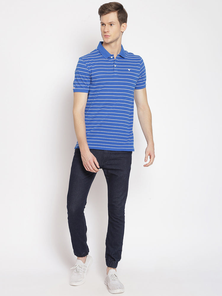 Premium Blue Striped Polo Tees