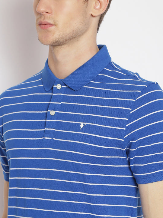 Premium Blue Striped Polo Tees
