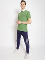 Premium Green Cotton Striped Half Sleeve Polo