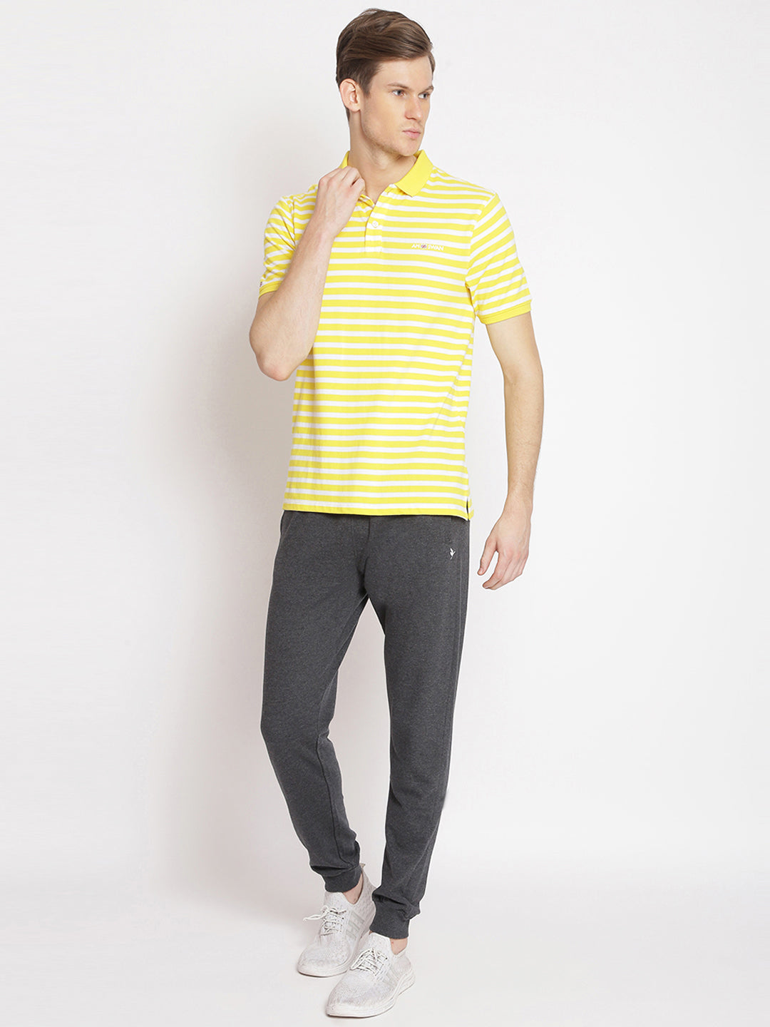 Premium Yellow Striped Half Sleeve Polo
