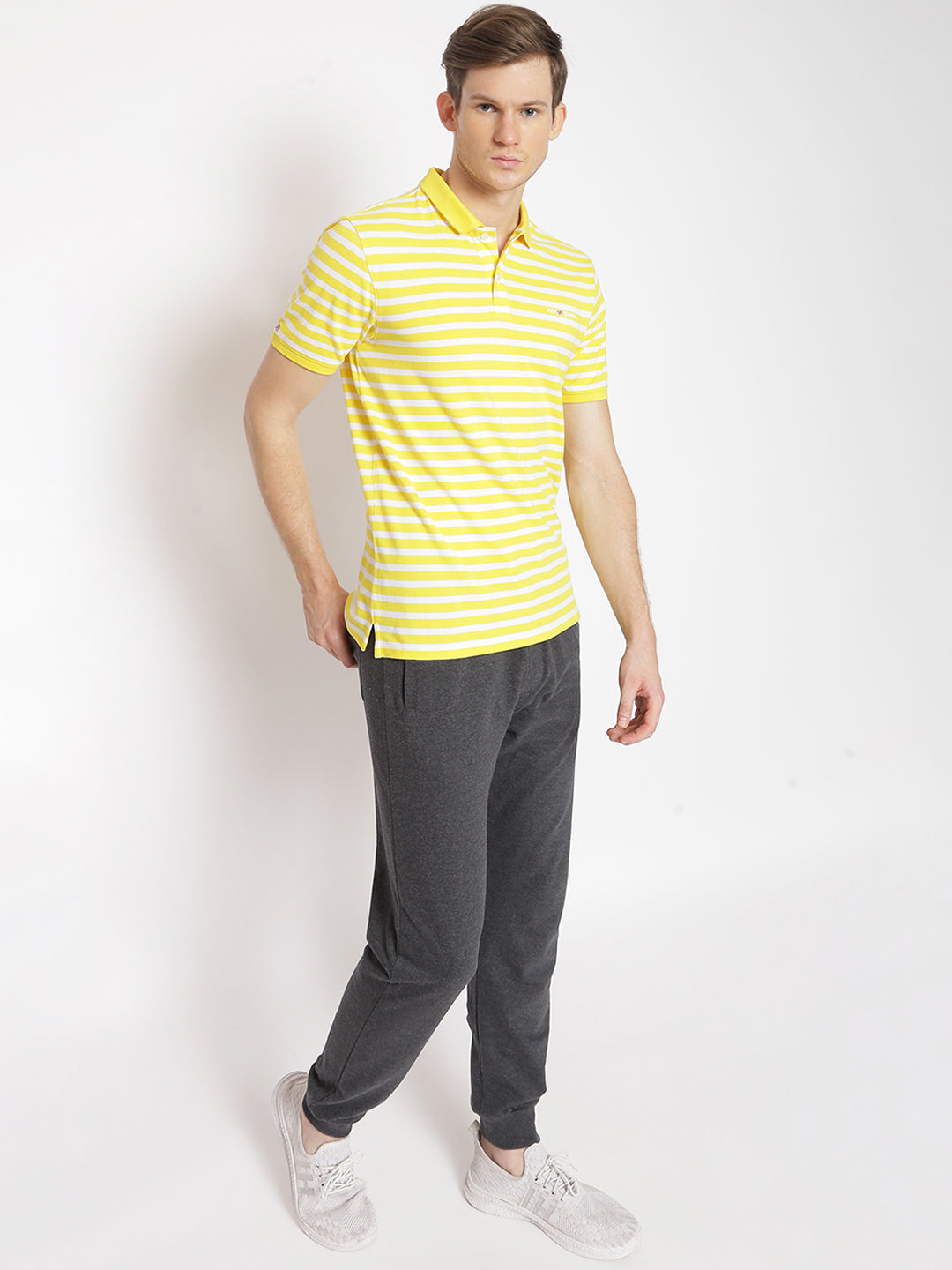 Premium Yellow Striped Half Sleeve Polo