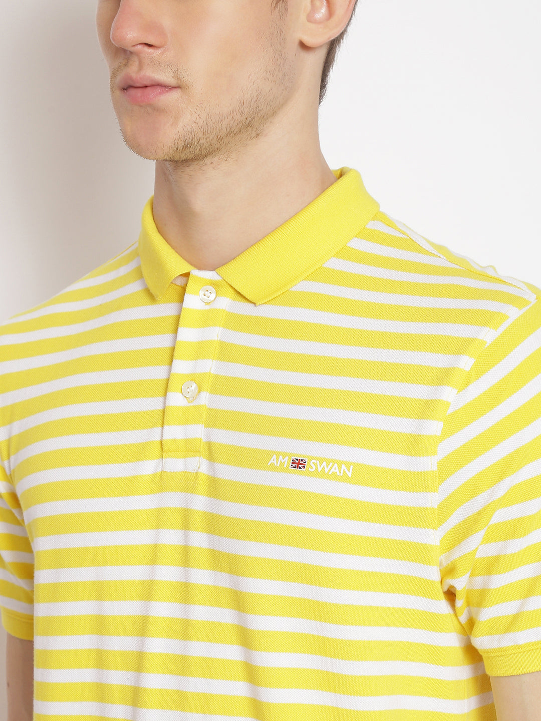 Premium Yellow Striped Half Sleeve Polo